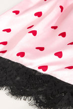 Load image into Gallery viewer, Heart Print Lace Trim Cami and Shorts Pajama Set