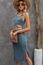 Load image into Gallery viewer, Crisscross Cutout Scoop Neck Slit Midi Dress