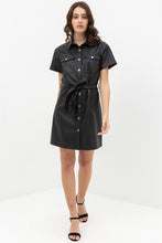 Load image into Gallery viewer, Solid Short Sleeves Pleather Mini Dress