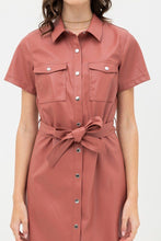 Load image into Gallery viewer, Solid Short Sleeves Pleather Mini Dress