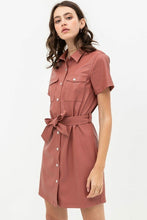 Load image into Gallery viewer, Solid Short Sleeves Pleather Mini Dress