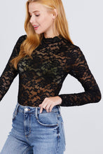 Load image into Gallery viewer, Scallop Mock Neck Long Sleeve Lace Bodysuit