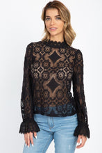 Load image into Gallery viewer, Sheer Floral & Geo Crochet Lace Top