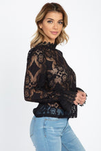 Load image into Gallery viewer, Sheer Floral & Geo Crochet Lace Top