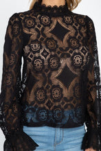 Load image into Gallery viewer, Sheer Floral & Geo Crochet Lace Top