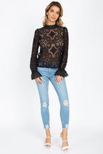 Load image into Gallery viewer, Sheer Floral & Geo Crochet Lace Top
