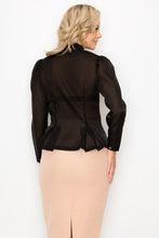 Load image into Gallery viewer, Solid Organza Pleated Long Sleeve Women's Blouse