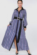 Load image into Gallery viewer, Plaid in Blue Belted Maxi Dress