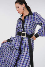 Load image into Gallery viewer, Plaid in Blue Belted Maxi Dress
