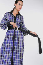 Load image into Gallery viewer, Plaid in Blue Belted Maxi Dress