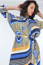 Load image into Gallery viewer, Multi Print Pleated Midi Dress