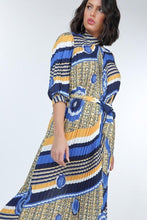 Load image into Gallery viewer, Multi Print Pleated Midi Dress