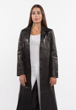 Load image into Gallery viewer, Copy of Ladies 3 Button Matrix Black Full Length Leather Coat