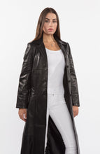 Load image into Gallery viewer, Copy of Ladies 3 Button Matrix Black Full Length Leather Coat
