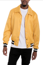 Load image into Gallery viewer, MEN'S LUXE SATIN BOMBER JACKET - GOLD
