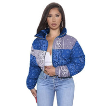 Load image into Gallery viewer, Women Coat, Bandana Style Paisley Print Outerwear Bubble Jacket