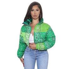 Load image into Gallery viewer, Women Coat, Bandana Style Paisley Print Outerwear Bubble Jacket