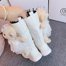 Cargar imagen en el visor de la galería, Botas altas hasta la rodilla con osito de peluche y diamantes de imitación para niños