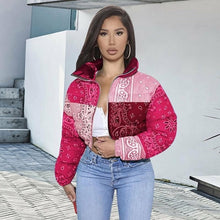 Load image into Gallery viewer, Women Coat, Bandana Style Paisley Print Outerwear Bubble Jacket