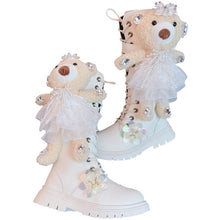Cargar imagen en el visor de la galería, Botas altas hasta la rodilla con osito de peluche y diamantes de imitación para niños