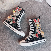 Load image into Gallery viewer, Girls/ Kids Rhinestone Canvas Sport High-top Sneakers