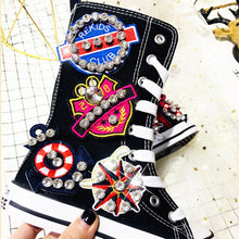 Load image into Gallery viewer, Girls Rhinestone Sport High-Top Sneakers