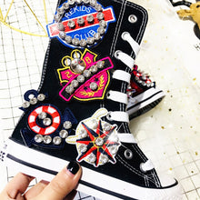 Load image into Gallery viewer, Girls Rhinestone Sport High-Top Sneakers