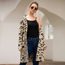 Load image into Gallery viewer, Leopard Print Open Front Full Length Cardigan Sweater