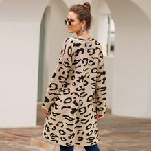 Load image into Gallery viewer, Leopard Print Open Front Full Length Cardigan Sweater