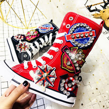 Load image into Gallery viewer, Girls Rhinestone Sport High-Top Sneakers