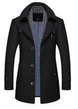 Load image into Gallery viewer, Mens Layered Collar Button Front Mid Length Coat