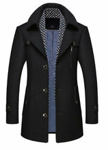 Load image into Gallery viewer, Mens Layered Collar Button Front Mid Length Coat
