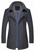 Load image into Gallery viewer, Mens Layered Collar Button Front Mid Length Coat
