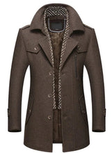 Load image into Gallery viewer, Mens Layered Collar Button Front Mid Length Coat