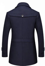 Load image into Gallery viewer, Mens Layered Collar Button Front Mid Length Coat