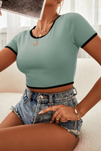Load image into Gallery viewer, Contrast Cropped Tee Shirt