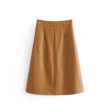 Load image into Gallery viewer, Vintage A Line Solid PU Leather High Waist Skirt