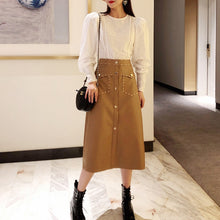 Load image into Gallery viewer, Vintage A Line Solid PU Leather High Waist Skirt
