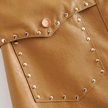 Load image into Gallery viewer, Vintage A Line Solid PU Leather High Waist Skirt
