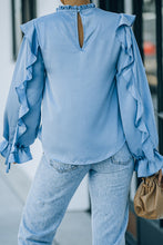 Load image into Gallery viewer, Ruffled Sleeve Frill Neck Gathered Detail Blouse