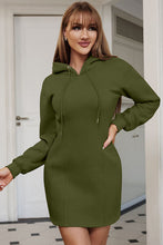 Load image into Gallery viewer, Drawstring Long Sleeve Hooded Dress