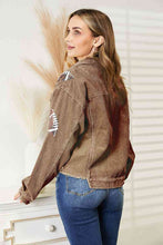 Load image into Gallery viewer, Football Patch Raw Hem Shacket