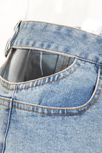 Load image into Gallery viewer, Lace-Up Cutout Denim Shorts