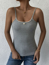 Cargar imagen en el visor de la galería, Camisola de cuello redondo con tirantes finos ajustables y canalé