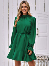 Load image into Gallery viewer, Mock Neck Flounce Sleeve Mini Dress