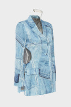 Load image into Gallery viewer, Cutout Single-Breasted Patchwork Denim Blazer