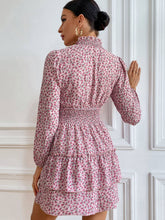 Load image into Gallery viewer, Floral Ruffle Collar Smocked Waist Layered Dress