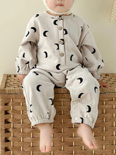 Load image into Gallery viewer, Printed Button Up Dropped Shoulder Jumpsuit
