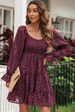 Load image into Gallery viewer, Leopard Applique Flounce Sleeve Smocked Tiered Dress