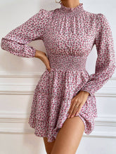 Load image into Gallery viewer, Floral Ruffle Collar Smocked Waist Layered Dress